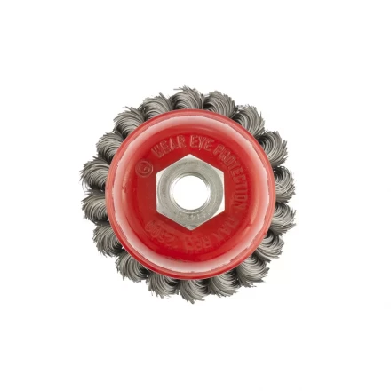 Щетка для УШМ 75 мм М14 &quot;чашка&quot; двухрядная крученая проволока 0,35 мм MTX 74676 купить в Тюмени