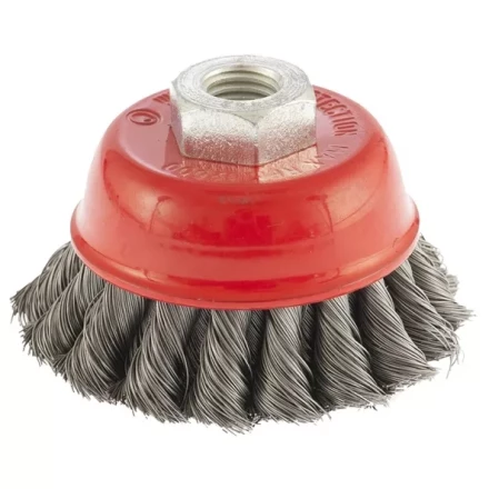 Щетка для УШМ 75 мм М14 &quot;чашка&quot; двухрядная крученая проволока 0,35 мм MTX 74676 купить в Тюмени