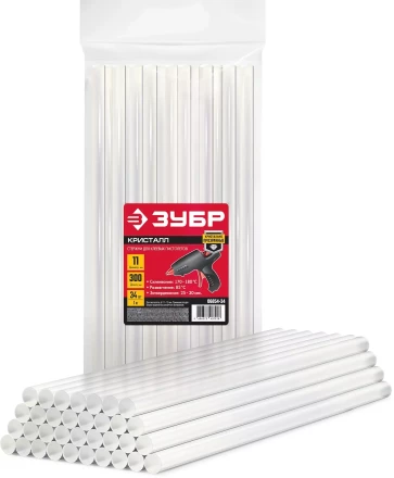 ЗУБР 11 х 300 мм, 34 шт, прозрачные универсальные клеевые стержни (06854-34) купить в Тюмени